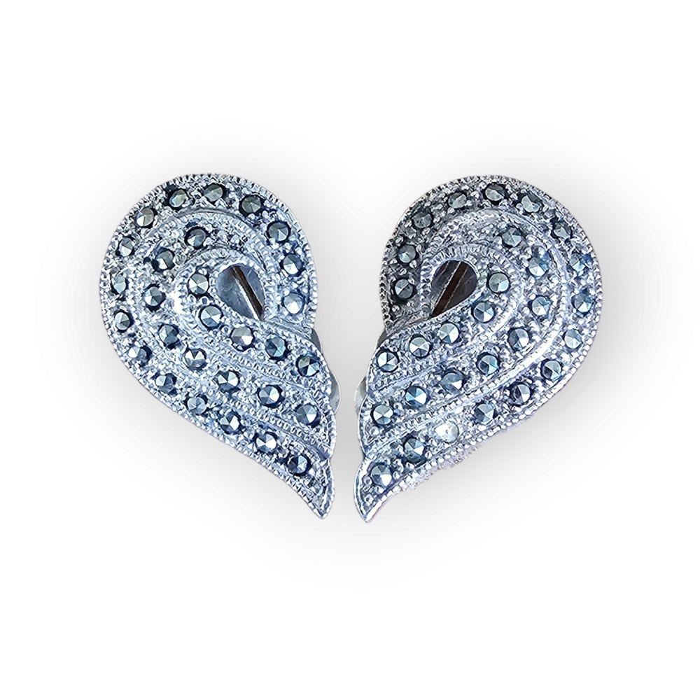vintage‎ sterling silver clip on earrings